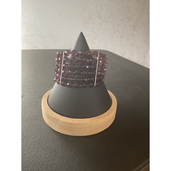 Purple Beaded Bracelet With Adjustable Wire Closure - Picture 1 of 4